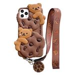 Yatchen for iPhone 7 Plus Case Cookie Bear Kawaii Phone Cases,Cute Case for iPhone 6 Plus with Strap Lanyard 3D Cartoon Bear Soft Silicone Protective Case Funny Women Girls for iPhone 8 Plus