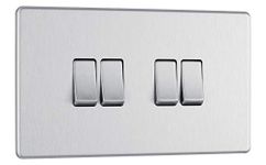 BG Electrical Screwless Flat Plate Four Light Switch