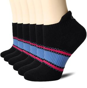 CS CELERSPORT Ankle Socks for Women and Men Athletic Running Socks Low Cut Sports Tab Cushion Socks for Men and Women (6 Pairs), Medium, Black&Blue