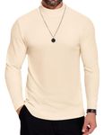 COOFANDY Men's Jumpers Long Sleeve T Shirt High Neck Tops for Men Jumper Tee Shirts Sweater Sweatshirts Thin Tops Mock Turtleneck for Men Light Brown L