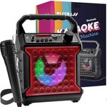 Risebass Portable Karaoke Machine with Microphone - Karaoke System with Party Lights for Kids and Adults - Rechargeable USB Speaker Set with FM Radio SD Card, AUX-in, Birthday Gift for Girls and Boys