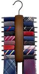 Mkono Wooden Tie Rack Retro Belt Storage Hanger Organizer for Men Closet Space Saving Rack with 20 Non-Slip Hooks for Ties Belt Scarf Organizer 360 Rotate Hanger Tie Display Holder, 1 Piece, Brown