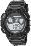 Amazon Essentials Men's Black Accented Digital Chronograph Black Resin Strap Water Resistant Watch