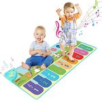 Baby Toys Gifts for 6-18 Month Boys, Piano Music Mat with 19 Keys, Toddler Infant Kids Educational Toys, for Age 1-6 Year Old Boys (110*36cm) (Cartoon Blue)