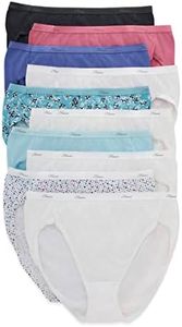 Hanes Women's 10 Pack Cotton Hi Cut Panty, Assorted, Size 8