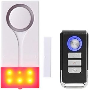 Mengshen Door and Window Alarm - Wireless Burglar Alarm with 105db Loud Sound and Bright Light, Easy to Install (Includes 1 Alarm and 1 Remote Control)