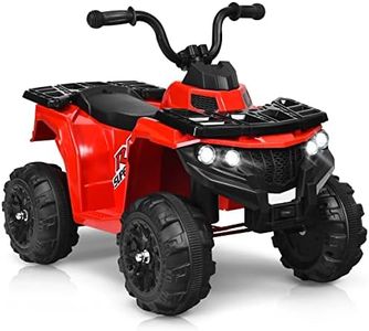 GYMAX Kids Electric Quad Bike, 6V Battery Powered Toy Car with Music, Story, Headlights, USB/MP3/AUX, Forward & Backward, Children Electric ATV for 3 Years Old + Boys Girls (Red)