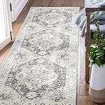 jinchan Runner Rug 3x10 Washable Rug Area Rug Vintage Rug Indoor Floor Cover Grey Multi Print Distressed Carpet Gray Thin Rug Foldable Accent Rug Lightweight Kitchen Living Room Bedroom Dining Room