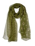 Uxcell Long Chiffon Shawls Beach Scarf Silk Scarves Floral Print Scarves for Women Green 63"x20"