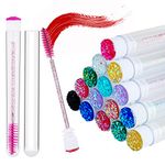 MWOOT 20 Pack Disposable Mascara Brushes with Tubes, Mixed Colors Diamond Mascara Wands Lash Extension Brushes, Eyelash Extension Supplies for Women Girls Makeup Tool