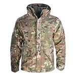 Kevents Tactical Hiking Men Waterproof Warm Hooded Windbreaker Fleece Hunt Clothes Camouflage Army Military Jacket CP-Camouflage S