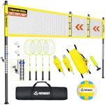 Patiassy Height and Width Adjustable Volleyball and Badminton Combo Set with Net