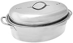 Fox Run 10-Quart Stainless Steel Oval Roaster Set, Pot, Lid, and Roasting Rack