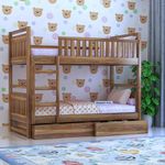 Ganpati Arts Solid Sheesham Wood Swift Bunk Bed Twin Over Bed with Ladder Wooden Bunk Bed with 2 Drawer Storage for Bedroom Living Room Home (Teak Finish)