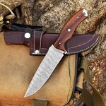 Ecstaticvision Handmade Damascus steel Knife Fixed Blade 11 inch Hunting Knife Wood Handle with sheath EV-6034