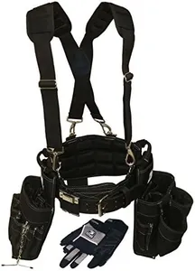 Gatorback Electricians Combo Deluxe Package (Ventilated Back Support Tool Belt Combo, Suspenders, Drill Holster, Gloves). Medium 31"-35"