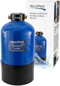 RecPro RV Water Softener Portable | Prevents Hard Water Buildup | Hose and TDS Water Test Strips Included | Cation Exchange Resin (16,000 Grain)