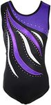 DoGeek Gymnastics Leotards Littler Girls Gymnastics Solid Sparkle Leotard Ballet Shining Dance Wear one-Piece(Sleeveless Purple)