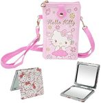 Holymid Kawaii Kitty Small Crossbody Cell Phone Purse, Cartoon Phone Bag, Cell Phone Wallet Shoulder Bag with Credit Card Slots, Cell Phone Pouch Purse with Shoulder Strap for Women Teen Girls