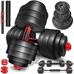 RE:SPORT Ensemble d’haltères 2 en 1 40 kg, réglables, haltères courts et longs, fermeture en étoile et tube de raccordement