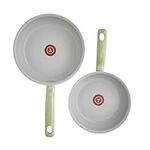 T-fal Recycled Ceramic Nonstick Cookware Set 2 Piece Oven Safe 350F Pots and Pans, Cookware Green