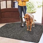 HEBE Indoor Doormat 36"x59" Large Size Front Door Mat for Entrance Non Slip Absorbent Mud Trapper Mats Washable Entryway Rug Low-Profile Shoes Scraper Mat,Black