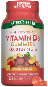 Nature's Truth Vitamin D3 Gummies | 5000 IU | 120 Count | Vegetarian, Non-GMO & Gluten Free Supplement | Natural Peach Flavor