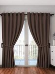 SpangleHomes Silk Blackout Long Door Curtains Set of 2 Piece with 3 Layers Weaving Technology Thermal Insulated with 8 Stainless Steel Grommet, 4 x 9 Feet Pack of 2, Coffee