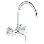 GROHE Concetto Single-Lever Wall-Mount Kitchen Mixer, Swivel, Chrome, 32667001