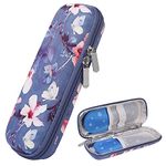 JAKAGO EVA Compact Insulin Cooler Travel Hard Case,Lightweight and Durable Diabetic Small Storage Travel Packs for Insulin Pens & Needles with 2 Ice Pack (Begonia Flower)