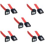 Bipra SATA III SATA 3 cable Red with Locking Latch straight to Right Angle 90 Degree compatible up to S-ATA 600 Serial ATA 40cm 5 Pack Sata 3 Data Cable