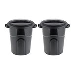 United Solution 20 Gallon Round Waste Container, Black, Easy to Carry Garbage Can with Sturdy Construction, Pass-Through Handles & Attachable Click Lock Lid, Indoor or Outdoor Use, 2-Pack, (TI0087)