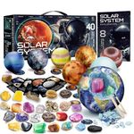 EDUMAN Gemstone Dig Kit - Dig up 40 Real Gems & Crystals with Mining Tools, Solar System Eight Planets Science Kits for kids age 6-8, STEM Science Educational Toys, Space Toys Gift for Boys and Girls