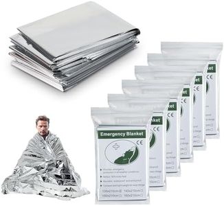 Milifox 6 Pack Emergency Thermal Blankets, Survival Blankets Reflective Thermal First Aid Emergency Blanket for Camping Hiking Outdoor Warm Insulated Heat Insulation and Waterproof