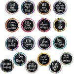 18 Pack Colorful Inspirational Magnets for School, Work, Refrigerator, Whiteboard - Cute Locker Accessories for Girls with Assorted Motivational Designs and Quotes - 1.2 inch - Black