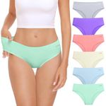 coskefy Underwear Women, 6 Pack Cotton Knickers Soft Breathable Briefs Comfy Hipster Panties Ladies Underpants