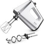 Krups GN9101 3 Mix 9000 Hand Mixer | 750 Watt | Powerful | Speed Control | Turbo Mode | Pulse Function | Ergonomic Handle | Long Cable | Includes Whisk and Dough Hook | White/Silver