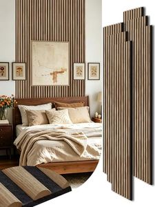 Mollywell Curved Wood Panels for Wall, Walnut, 6 Pcs, 94.5x12.5 in