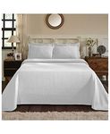 Superior 100% Cotton Medallion Bedspread with Shams, All-Season Premium Cotton Matelassé Jacquard Bedding, Quilted-Look Floral Medallion Pattern - King, White