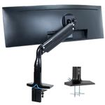 VIVO Aluminum Mount Fits up to 49 inch Ultrawide Monitor, Single Articulating Pneumatic Arm with USB Ports, Clamp-on Desk Stand, Fits 1 Screen with Max VESA 200x100, Black, STAND-V100HU