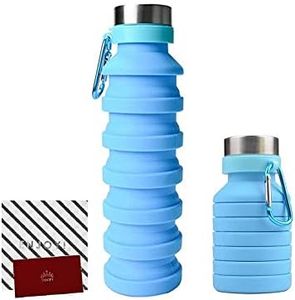 TISSOFT Collapsible Work Water Bottle Coffee Cup 2-in-1 Compact [Fits in small bag] Made of flexible & Durable silicon + BPA Free