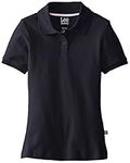 Lee Uniforms Little Girls' Short Sleeve Stretch Pique Polo - Blue - S