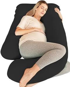 Cute Castle Cooling Cover Pregnancy Pillows, Soft U-Shape Maternity Pillow with Removable Cover - Full Body Pillows for Adults Sleeping - Pregnancy Must Haves - Jumbo 57 Inch - Black