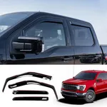 Maxzina Extended Visor Rain Guards Compatible with 2015+ F150 2017+ Raptor F-250 F-350 F-450 F-550 Super Duty SuperCrew Front and Rear in-Channel Window Visors Wind Deflectors 4PCS Accessories