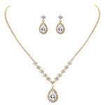 Unicra Bride Crystal Necklace Earrings Set Bridal Wedding Jewelry Sets Rhinestone Choker Necklace Prom Costume Jewelry Set for Women and Girls (Gold)