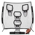 BaseGoal 8 x 8ft Football Nets for Throwing,Football Training Target Net,Quarterback Training Equipment with 4 Target Pockets for Improving Football Accuracy Throwing