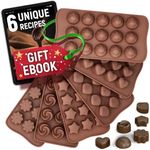 Chocolate Molds Silicone - Set of 6 +Free Recipes eBook - Non-Stick Candy Molds Silicone - Food Grade Silicone Molds for Chocolate Candies