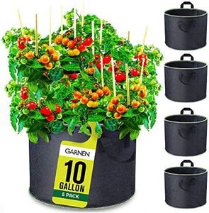 Fosmon 10 Gallon Garden Grow Bags (5 Packs), Vegetable/Flower/Plant Growing Bags, Heavy Duty Thickened Nonwoven Fabric Pot Planter with Reinforced Handles for Outdoor and Indoor Planting