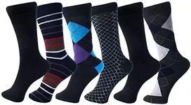 Alpine Swiss Mens Cotton 6 Pack Dress Socks Striped & Argyle Casual Pack