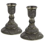 BSTKEY 2 Pack Metal Candle Holder Candlestick Holder Stand, Table Decorative Votive Candle Centerpiece Holder, Bronze Taper Candle Holder Candlelight Stand